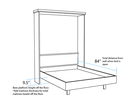 Vertical Queen Murphy Bed Open Dimensions - The Wallbed Factory