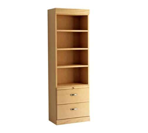 Murphy Bed Bookcase With Bottom Drawers In Oak Honey With Shaker Styling - The Wallbed Factory