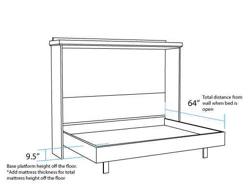 Horizontal Queen Murphy Bed Open Dimensions - The Wallbed Factory