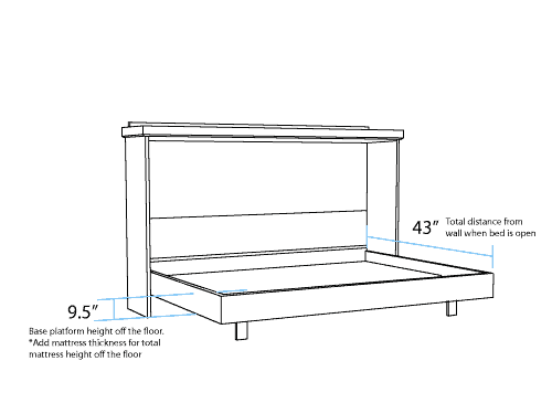 Horizontal Twin Murphy Bed Open Dimensions - The Wallbed Factory